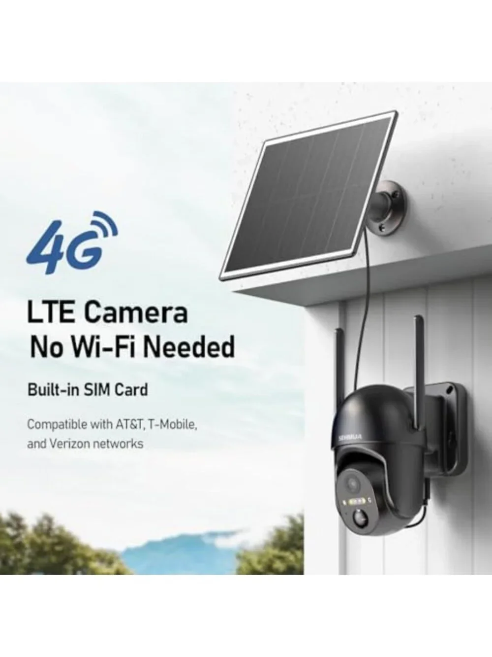 4G LTE Solar Security Camera - Wireless Outdoor, 360° View, 2K Night Vision